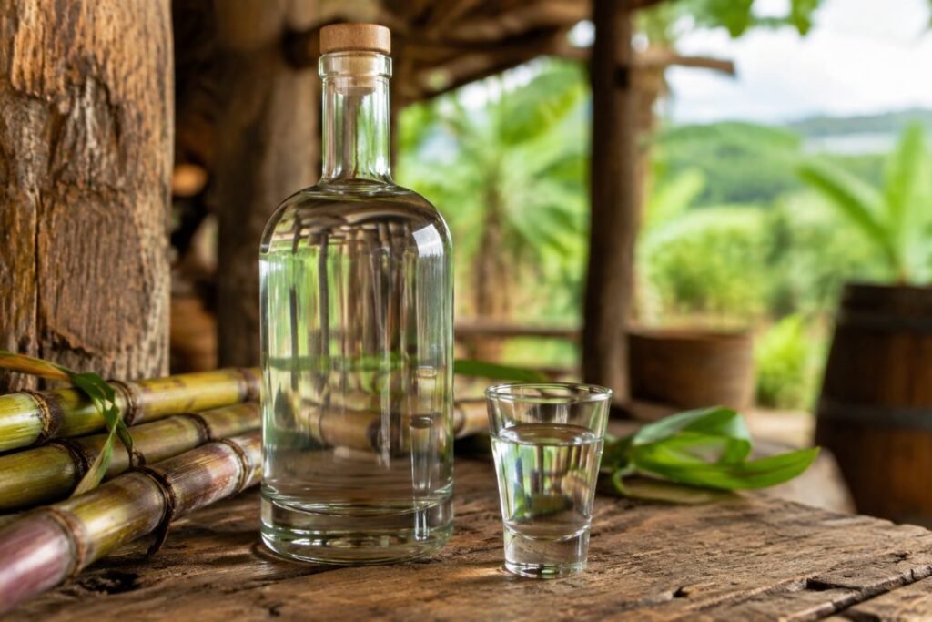 Cachaça, sugarcane spirit distilled from fresh juice, drunk neat or in caipirinhas, Brazil wine & spirit, anime style