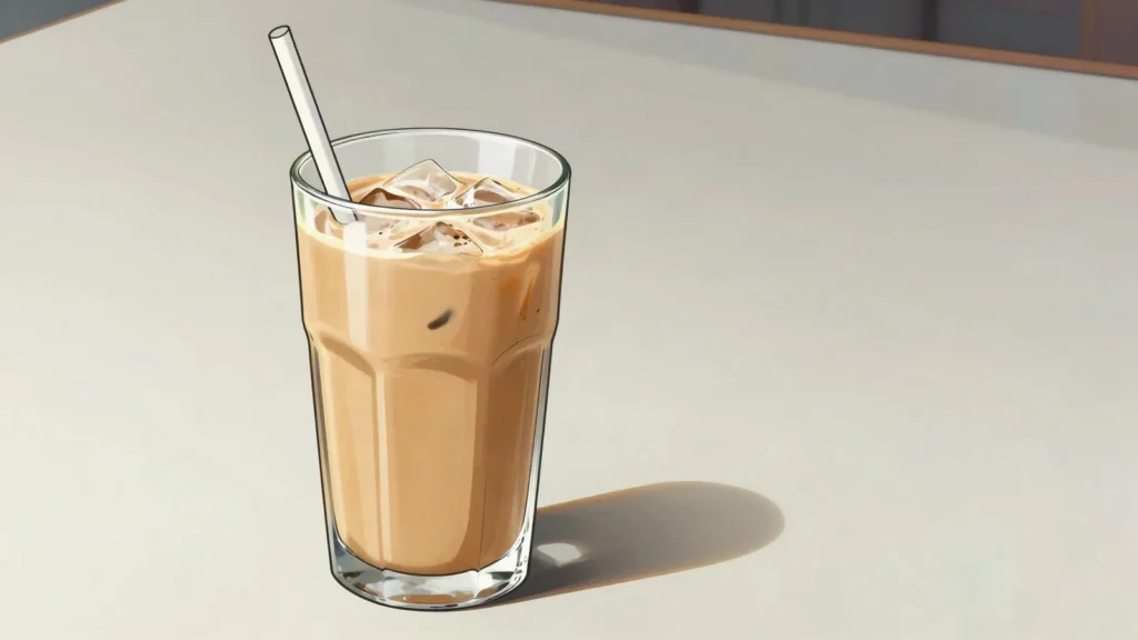 Farmers Union Iced Coffee, sweet chilled milk coffee sold in cartons; South Australia's, Australia drink, anime style