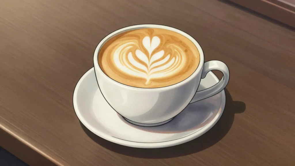 Flat White, espresso with velvety steamed milk, cornerstone of Australian coffee culture, Australia drink, anime style