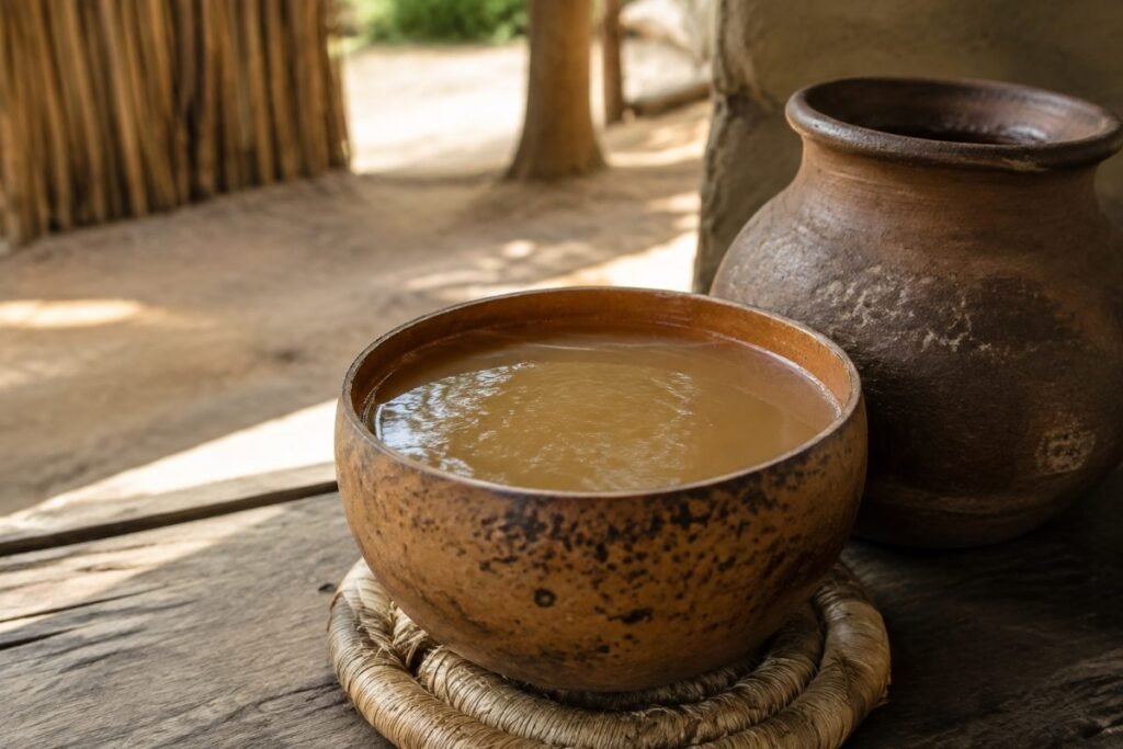 Khadi, country brew of wild grewia berries fermented with sugar, sharp and cloudy, Botswana wine & spirit, anime style