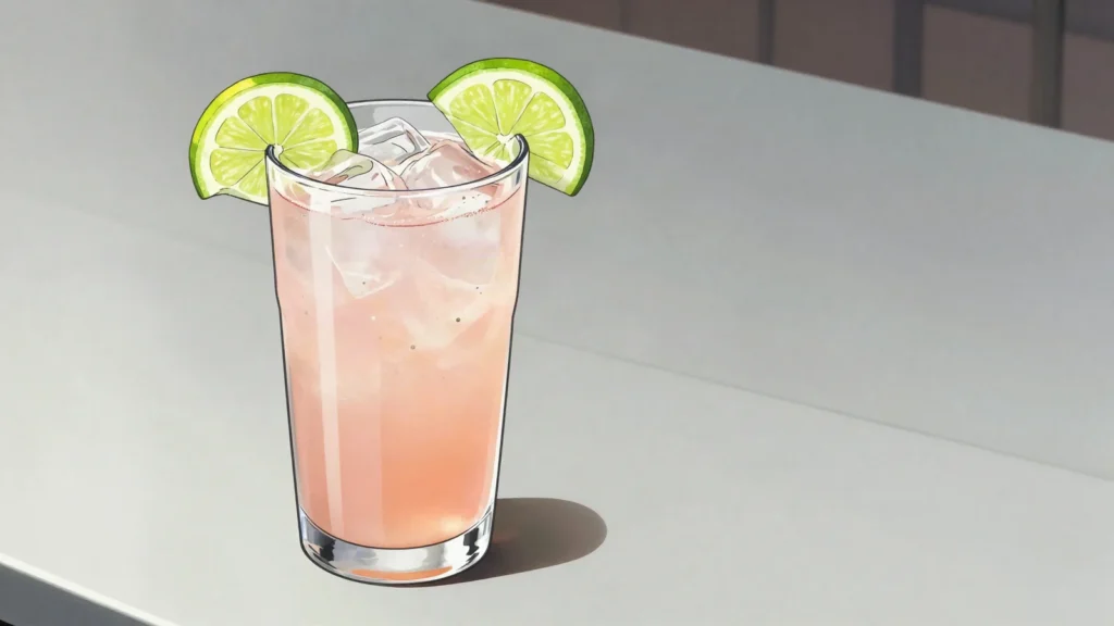 Lemon, Lime and Bitters, lemonade, lime cordial and a dash of Angostura; the standard pub, Australia cocktail, anime style