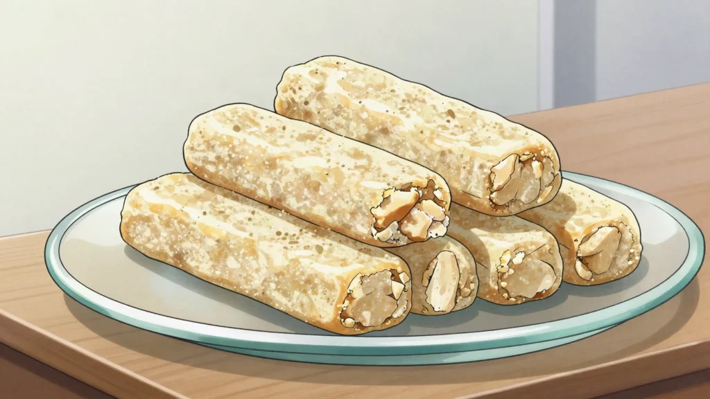 Paçoca, crumbly bar of ground peanuts and sugar, eaten at the June festivals, Brazil dessert, anime style