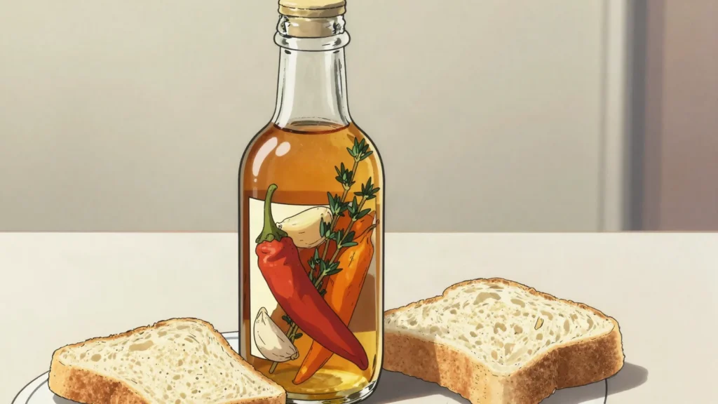 Pepper wine, hot peppers steeped in sherry or rum, shaken a few drops at a time, Barbados sauce & condiment, anime style