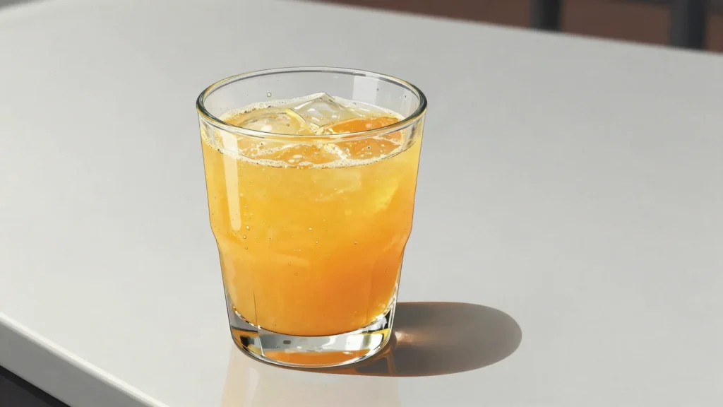 Yungueño, singani shaken with orange juice and sugar, served cold, Bolivia cocktail, anime style