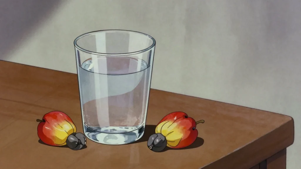 Aguardente de caju, clear spirit distilled from fermented cashew apples, sharp and, Mozambique wine & spirit, anime style