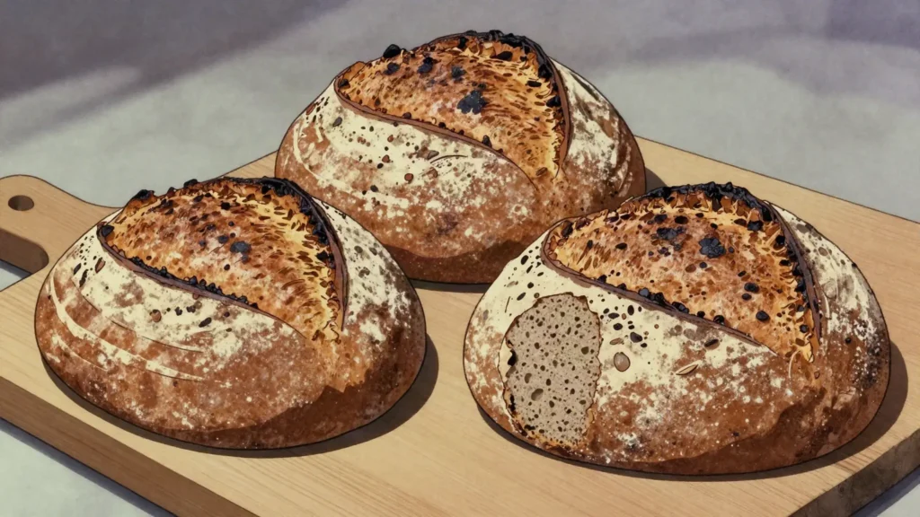 Aish shamsi, sun-risen Upper Egyptian sourdough baked in domed clay ovens, Egypt bread & pastry, anime style