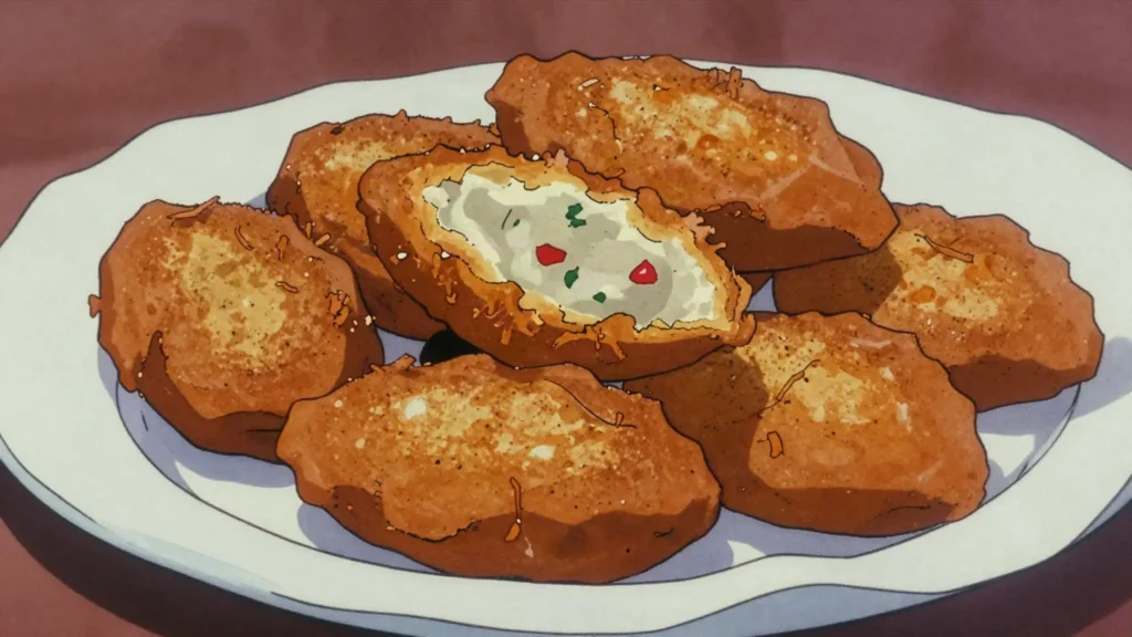 Akra, spiced malanga fritters, a street favorite, Haiti snack, anime style