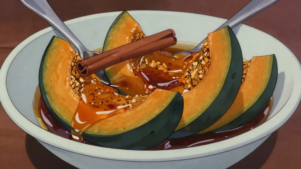 Ayote en miel, squash candied in raw cane-sugar syrup, Honduras dessert, anime style