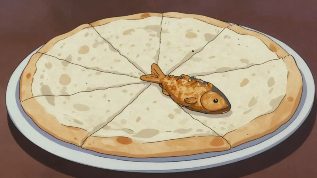 Bammy, cassava flatbread soaked in coconut milk, then fried, Jamaica bread & pastry, anime style