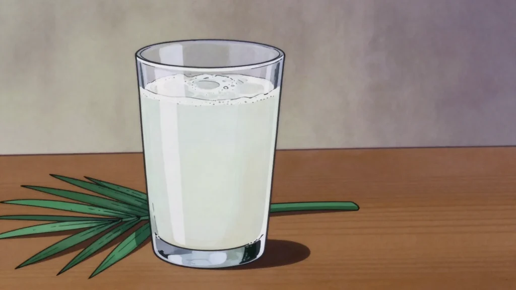 Bangui, naturally fizzy fresh palm wine, Côte d'Ivoire wine & spirit, anime style