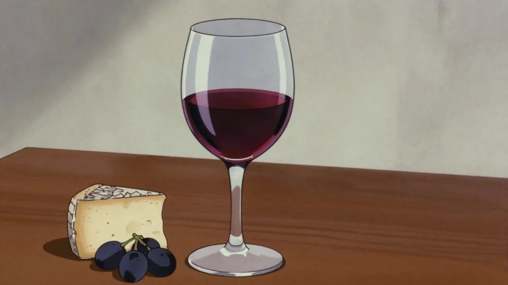 Barolo, powerful Piedmontese Nebbiolo aged for years, the king of wines, Italy wine & spirit, anime style