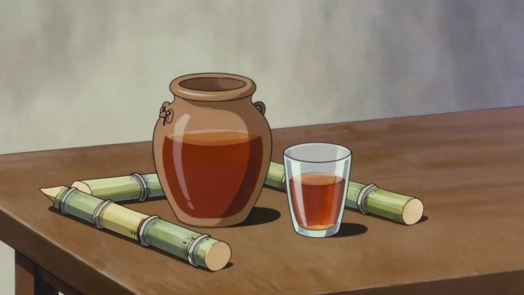 Basi, ilocano sugarcane wine fermented in earthen jars with tree bark and herbs, Philippines wine & spirit, anime style