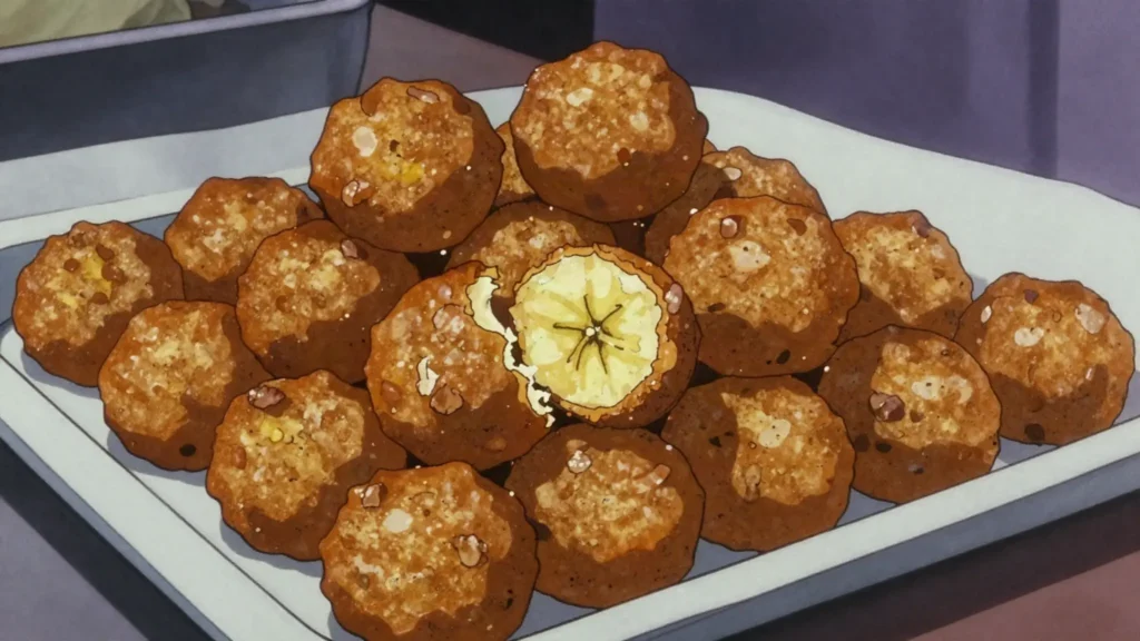 Beignets de banane, banana fritters fried golden, a market sweet, Guinea snack, anime style