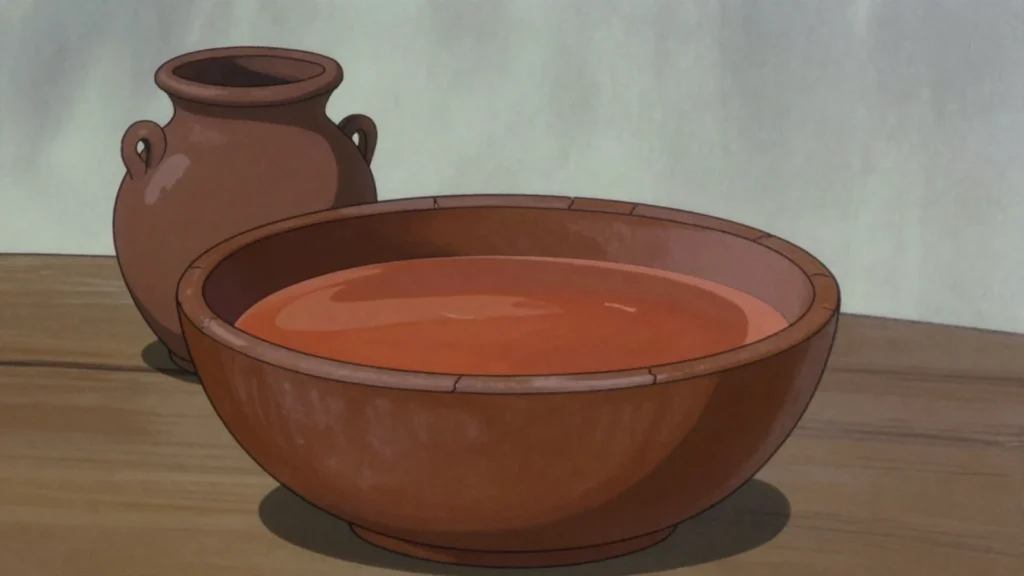 Bili-bili, sour red millet beer served warm from calabashes, Central African Republic wine & spirit, anime style