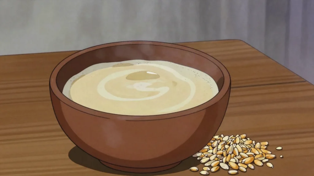 Borde, thick, sour, low-alcohol beer of maize and barley, drunk by the gourdful, Ethiopia wine & spirit, anime style