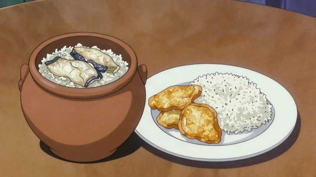 Bosou, raw fish or meat fermented with salt and rice in a sealed jar, Malaysia fermented & pickled, anime style
