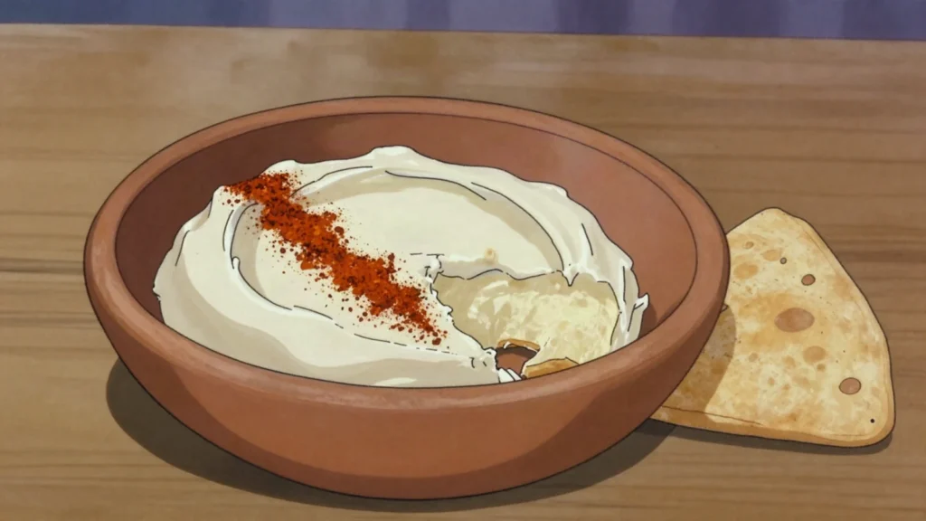 Bouhezza, cheese ripened inside a goatskin, fed daily with fresh buttermilk until sharp, Algeria cheese & dairy, anime style