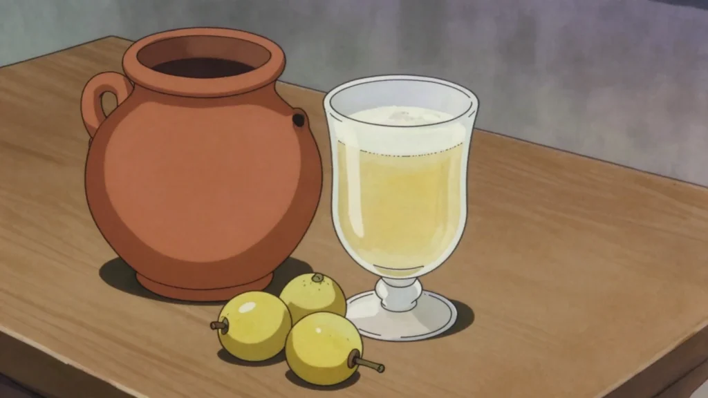 Buganu, marula-fruit wine celebrated at the royal Buganu festival, Eswatini wine & spirit, anime style