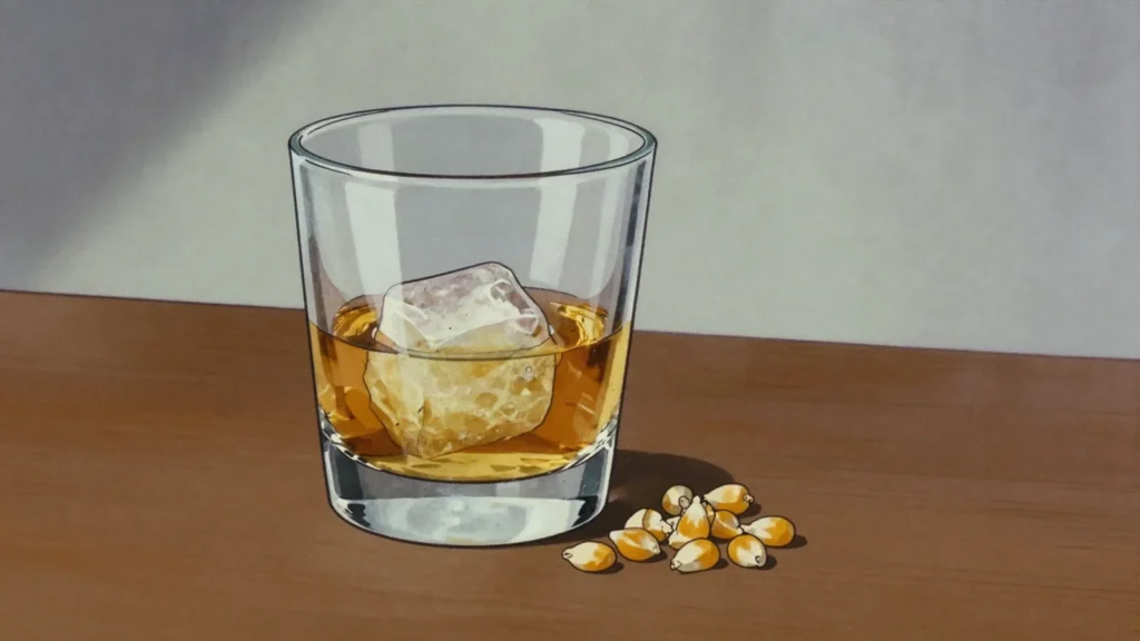 Canadian whisky, smooth blended grain whisky, widely called rye, drunk neat or in, Canada wine & spirit, anime style