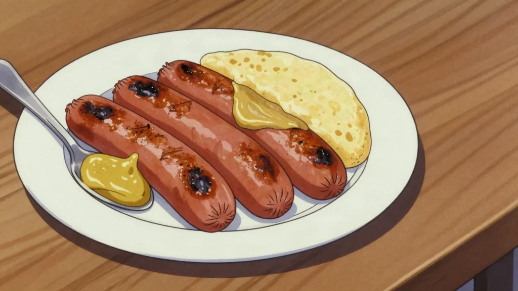 Cârnați de Pleșcoi, smoked mutton sausage with chilli and garlic from Buzău, Romania charcuterie & cured, anime style