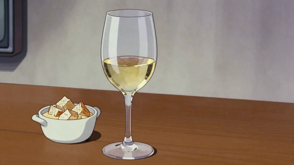 Chasselas, light dry white wine drunk with fondue and raclette, Switzerland wine & spirit, anime style