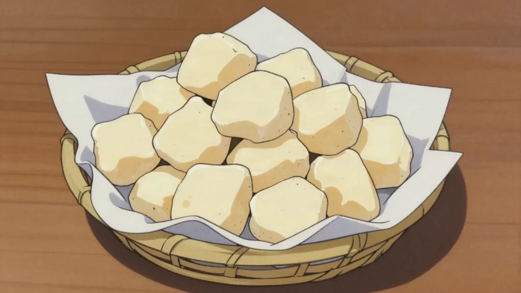 Cheese curds, fresh unaged cheddar curds eaten by the bag while still squeaky, Canada cheese & dairy, anime style
