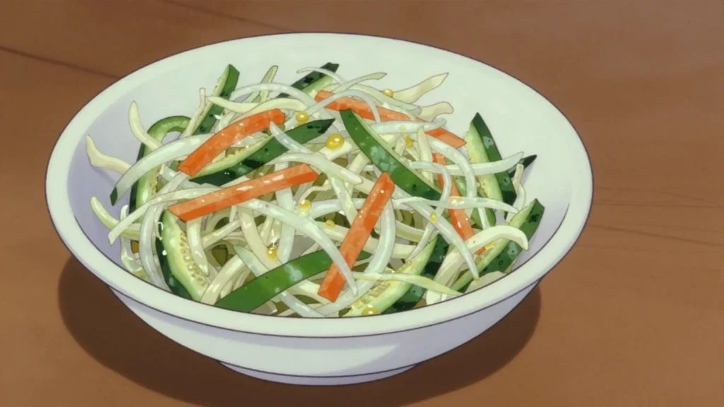 Csalamade, shredded cabbage, pepper and cucumber pickled together, eaten with, Hungary fermented & pickled, anime style