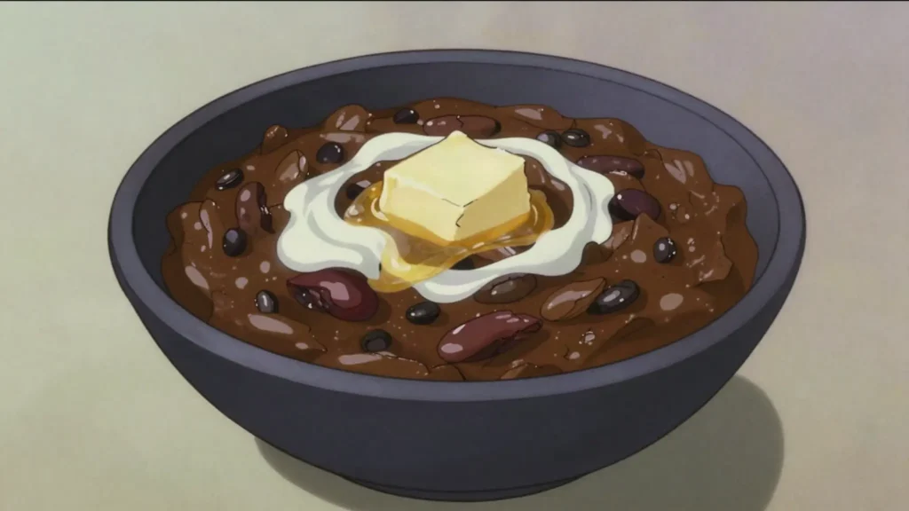 Dal Makhani, black lentils simmered overnight with butter and cream, India main, anime style