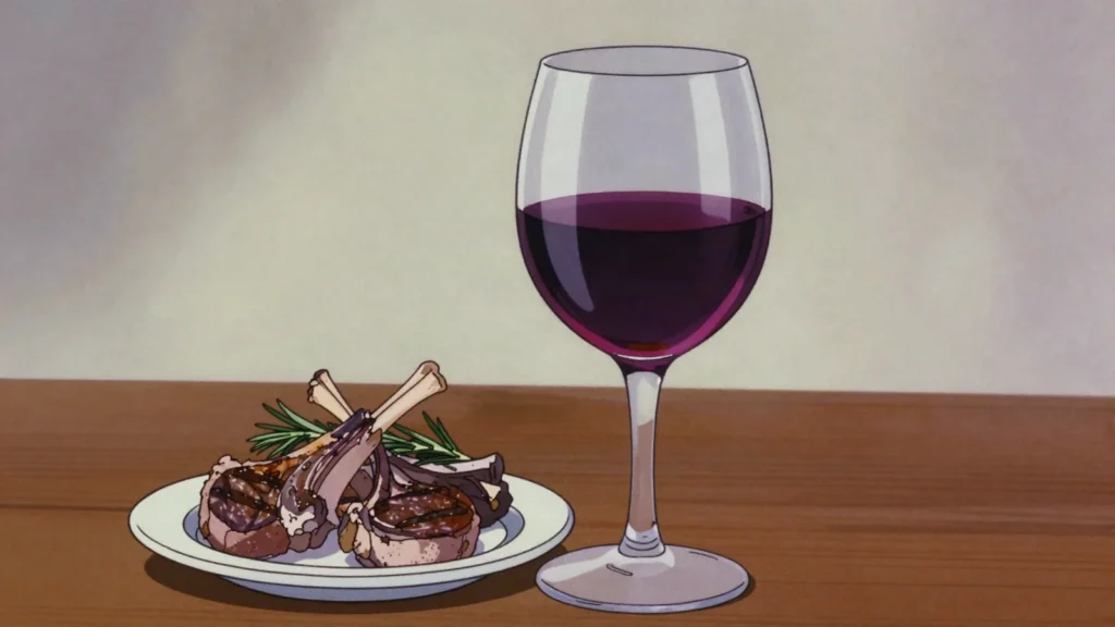 Dingač, concentrated Plavac Mali red from steep Pelješac slopes above the sea, Croatia wine & spirit, anime style
