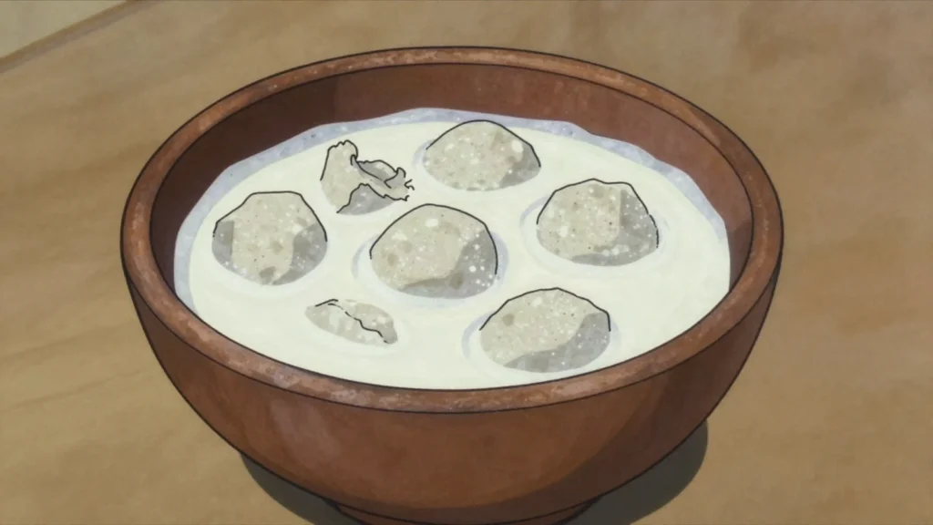 Fura da nono, spiced millet dough balls swirled into tangy fermented milk, Niger drink, anime style