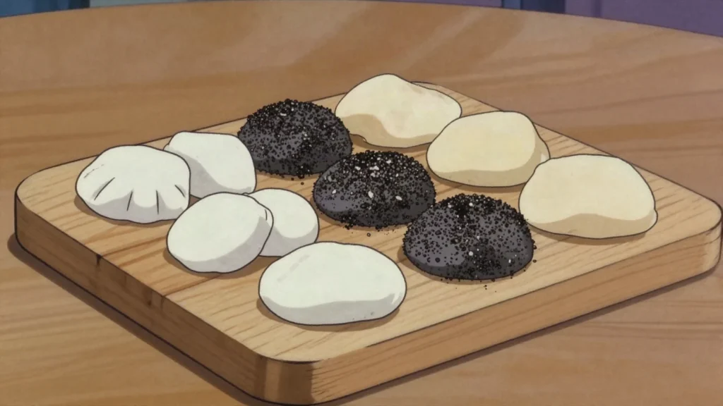 Ġbejniet, small sheep or goat cheeselets eaten fresh, dried or peppered, Malta cheese & dairy, anime style