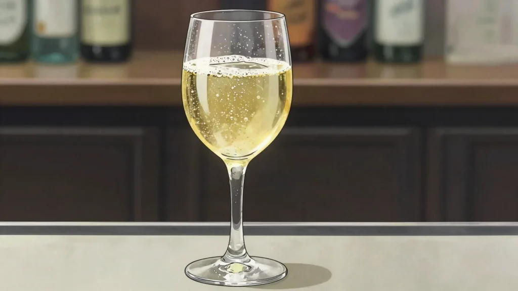 Gemist, dry white wine cut with sparkling mineral water, drunk all afternoon, Croatia cocktail, anime style