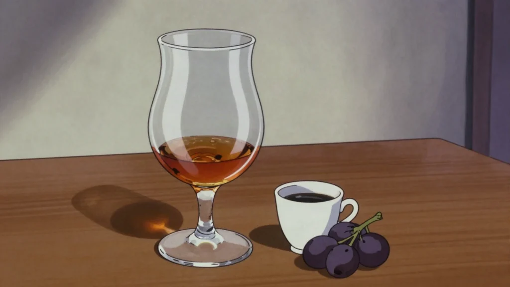 Grappa, clear brandy distilled from the pomace left after winemaking, Italy wine & spirit, anime style