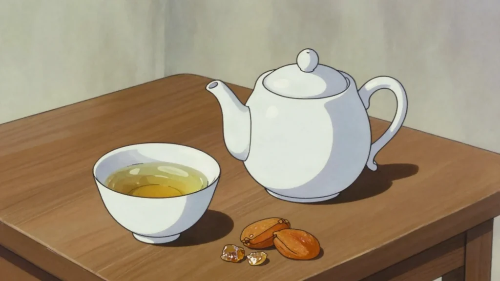 Green tea, green tea opening and closing every meal, Tajikistan drink, anime style