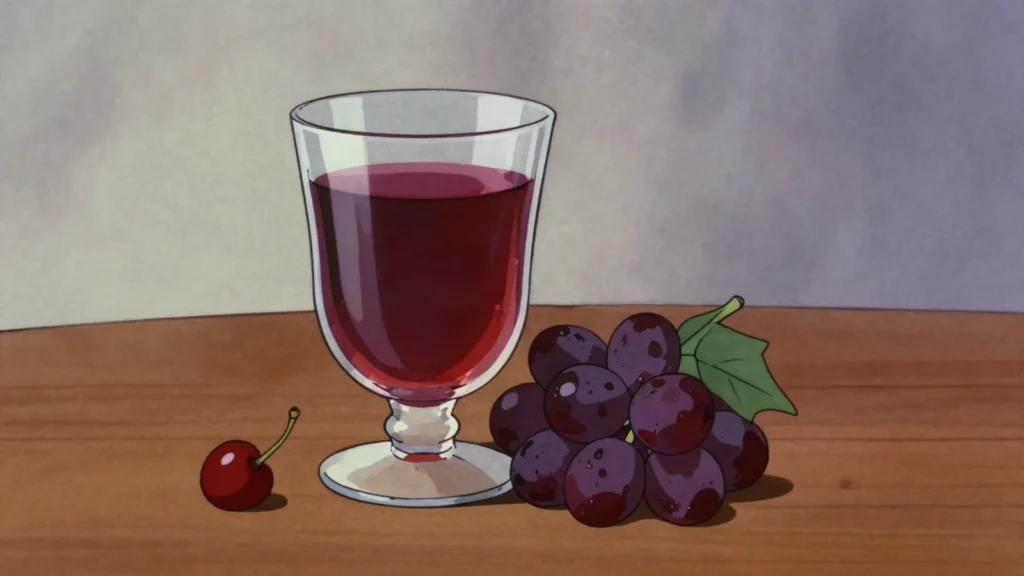 Hardaliye, non-alcoholic fermented grape drink flavoured with crushed mustard seed and cherry, Turkey drink, anime style