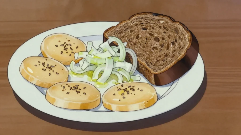 Harzer, fat-free sour-milk cheese in small rounds, sharp and pungent, Germany cheese & dairy, anime style
