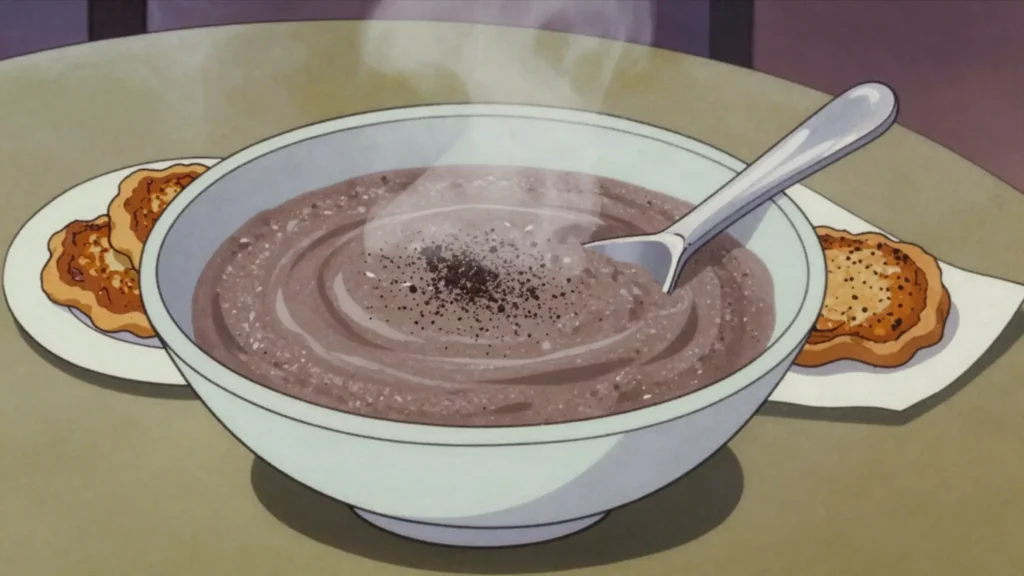 Hausa koko, spiced fermented millet porridge sold at dawn, Ghana breakfast, anime style