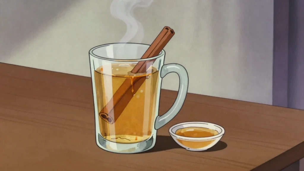 Hriatô, hot spirit warmed with honey and melted lard or butter, Slovakia cocktail, anime style
