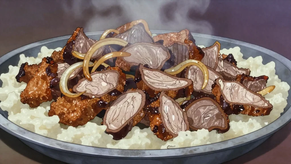 Inhloko, cow's head singed, boiled long and shared out at ceremonies, Eswatini main, anime style