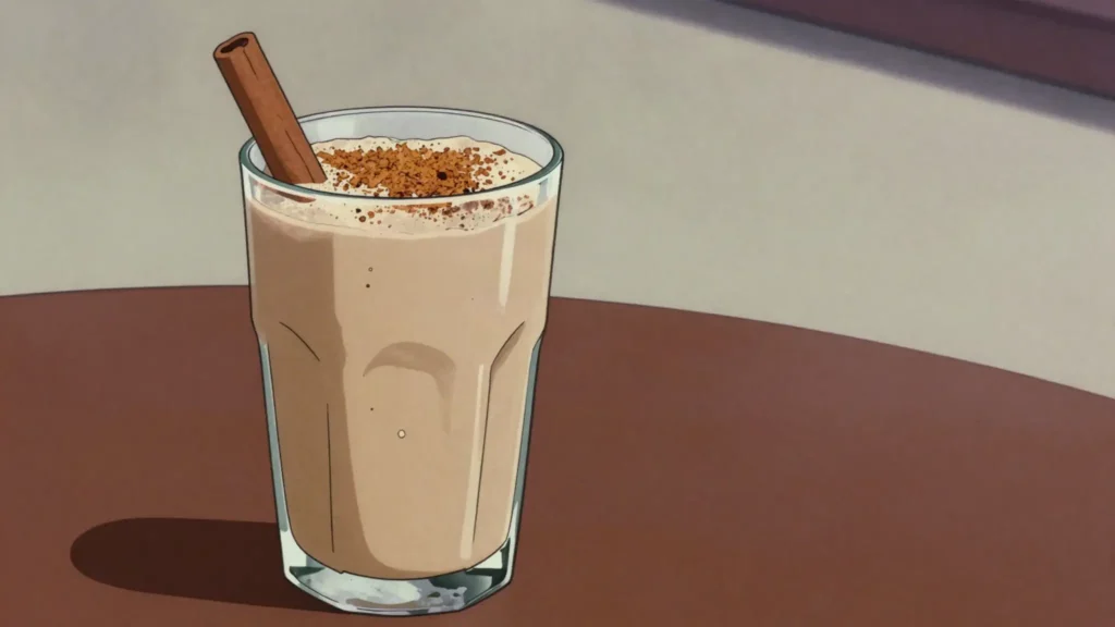 Irish moss, thick sweet drink of sea moss blended with milk, spices and vanilla, Jamaica drink, anime style