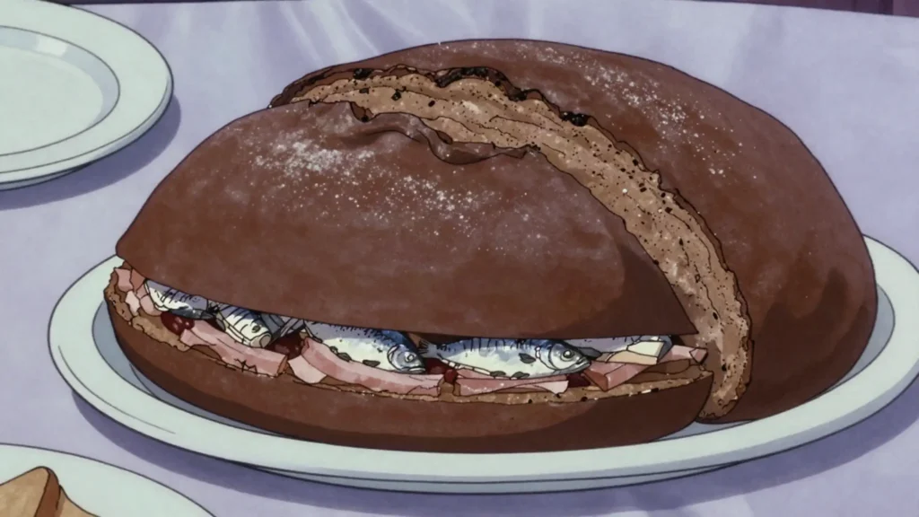 Kalakukko, loaf of rye bread baked around fish and pork, Finland main, anime style