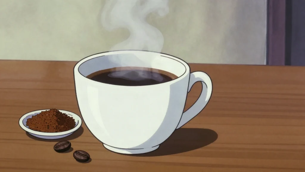 Kapeng Barako, strong, smoky liberica coffee brewed dark and drunk with sugar, Philippines drink, anime style