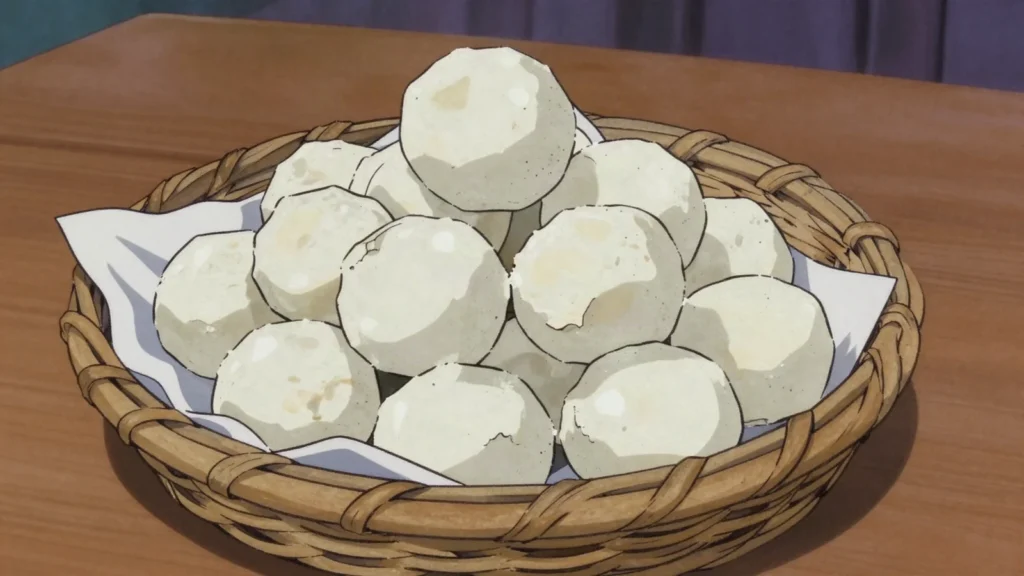 Kurut, dried sour yogurt balls, portable shepherd food, Kyrgyzstan cheese & dairy, anime style