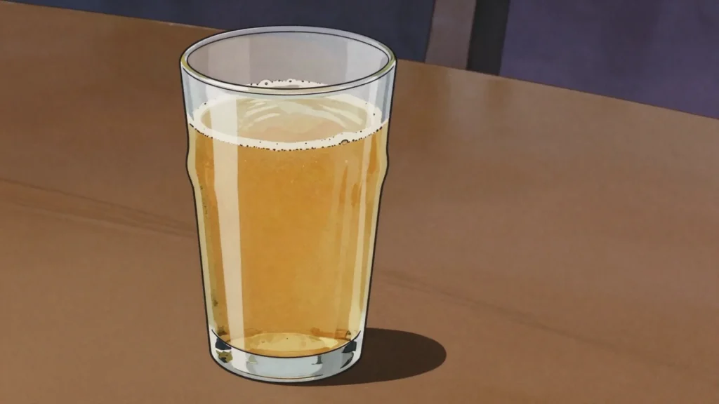 Lambic, sour wheat beer fermented by wild yeasts, flat and tart, Belgium wine & spirit, anime style