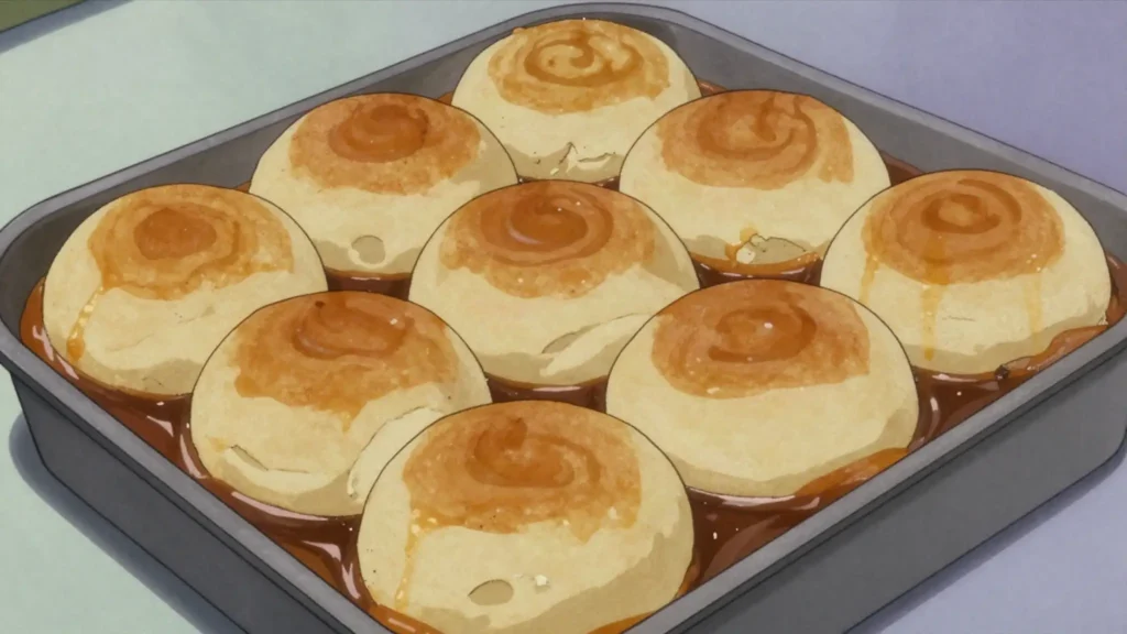 Lolo Buns, soft bread rolls baked sitting in sweetened coconut cream, Fiji bread & pastry, anime style