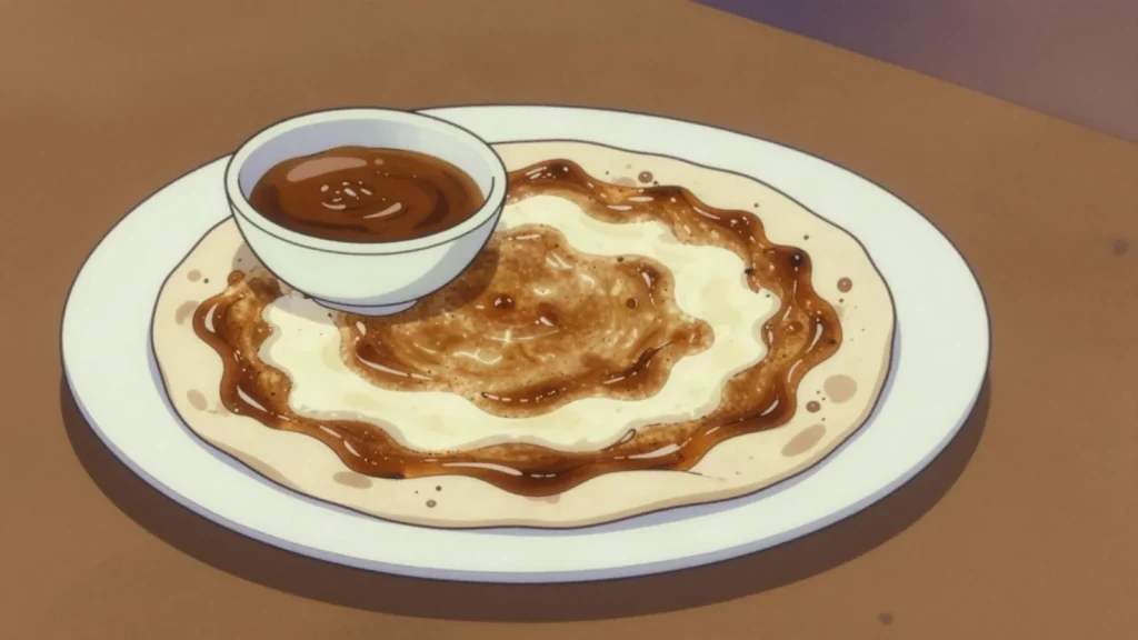 Mahyawa, pungent fermented anchovy sauce spread on flatbread, Bahrain sauce & condiment, anime style