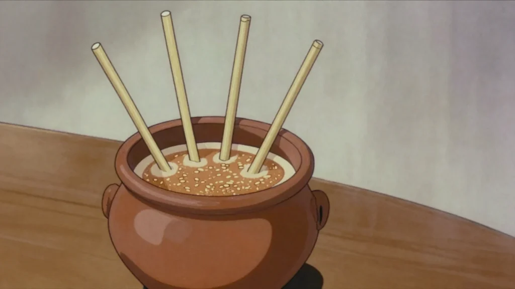 Malwa, warm millet beer shared from one pot through long reed straws, Uganda wine & spirit, anime style