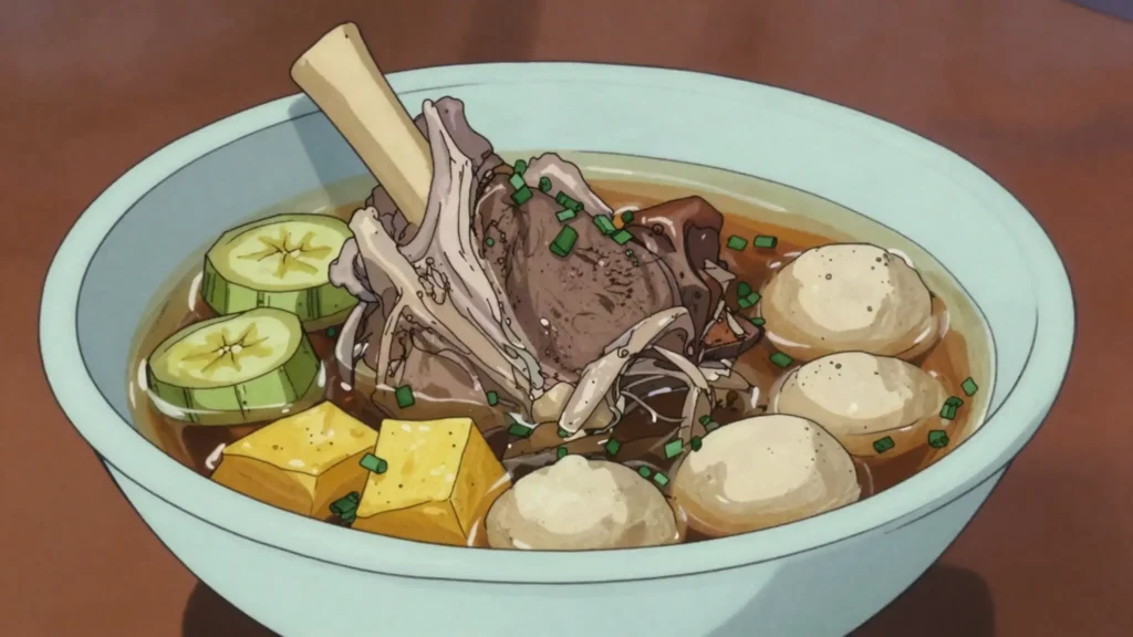 Mannish water, goat head-and-foot soup, festive tonic, Jamaica soup & stew, anime style