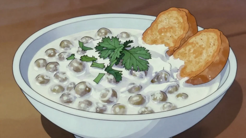 Mbaazi wa nazi, pigeon peas stewed in coconut milk, the classic partner to mahamri, Kenya salad & side, anime style
