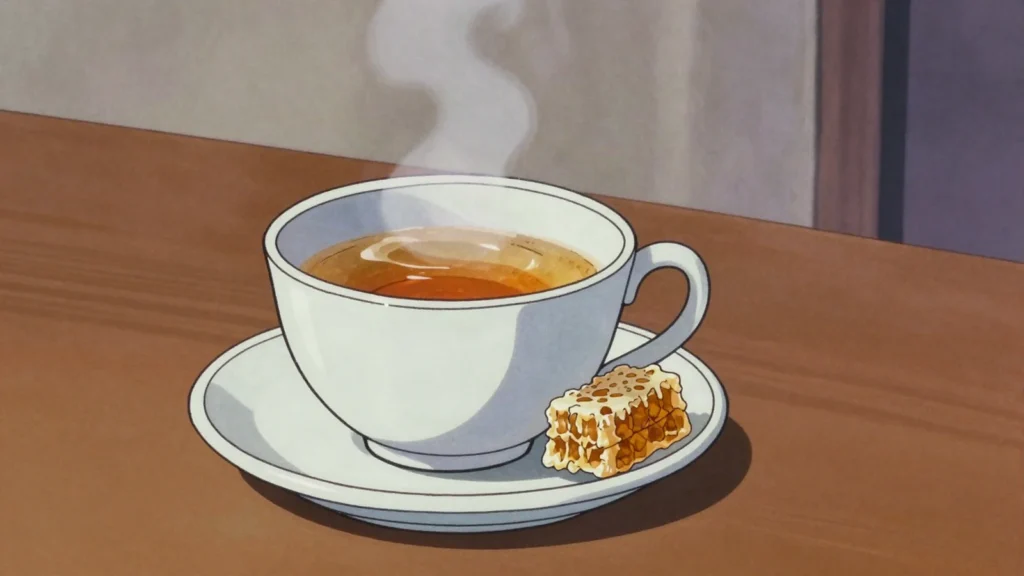 Medica, honey wine or honey brandy served warm in winter and at fairs, Slovenia wine & spirit, anime style